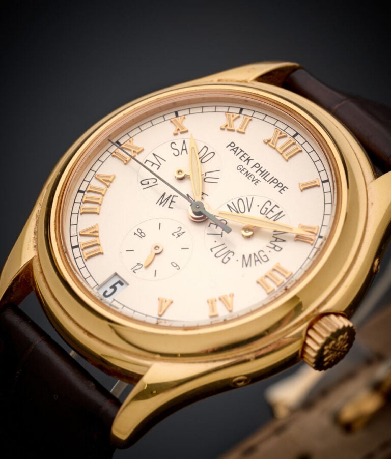 PATEK PHILIPPE - BRACELET MONTRE ronde, modèle "Annual Calendar", en or jaune (…