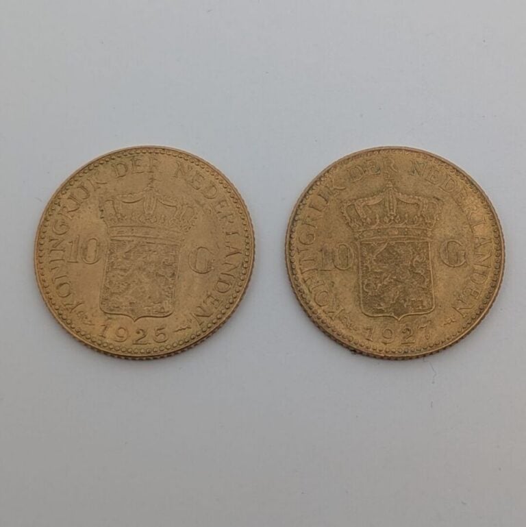 PAYS-BAS - Ensemble de 2 pièces de 10 florins or Wilhelmine 1925;1927 - Poids n…