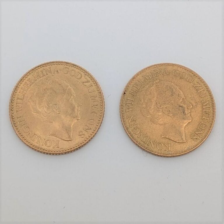 PAYS-BAS - Ensemble de 2 pièces de 10 florins or Wilhelmine 1925;1927 - Poids n…