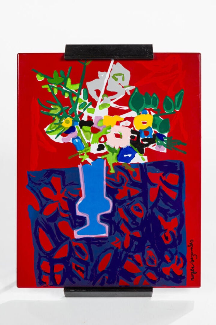 ROGER BEZOMBES (1913-1994) - Bouquet de fleurs - Plaque émaillée - Exécuté par…