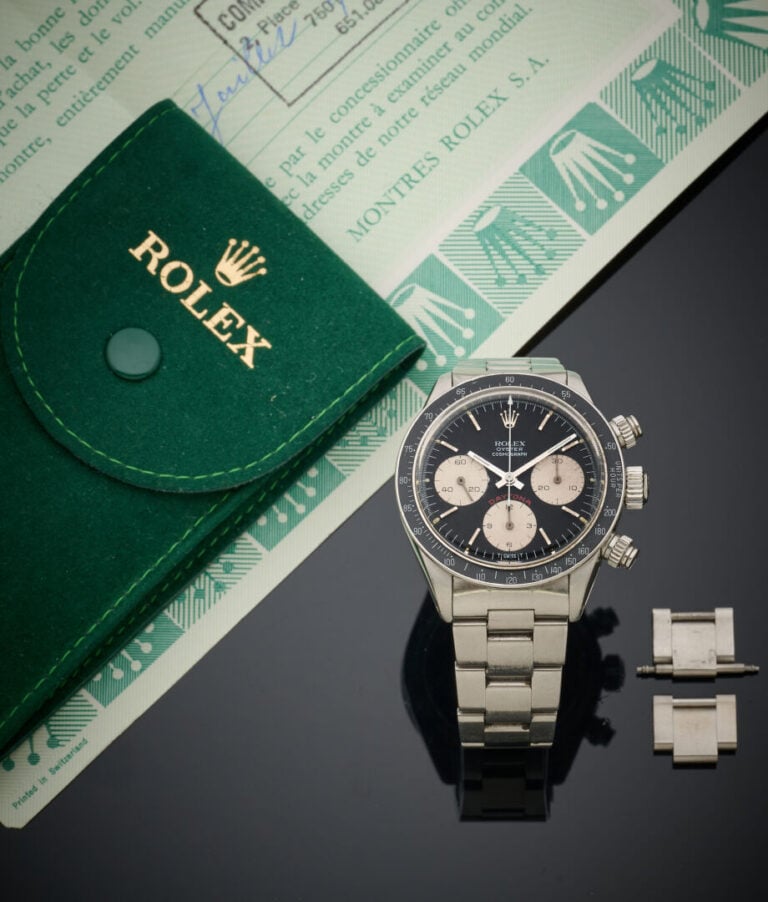 ROLEX - BRACELET MONTRE modèle "Oyster Cosmograph Daytona" en acier. Lunette no…