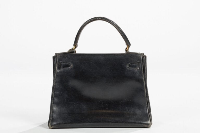Sac Kelly en cuir noir - Années 1930-1950