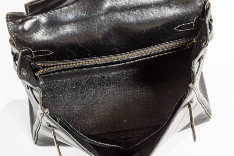 Sac Kelly en cuir noir - Années 1930-1950