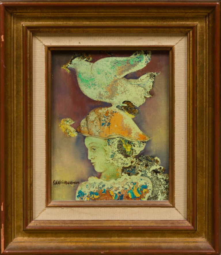 SAKTI BURMAN (1935-) - Colombe - Huile sur toile, signée en bas à gauche, contr…