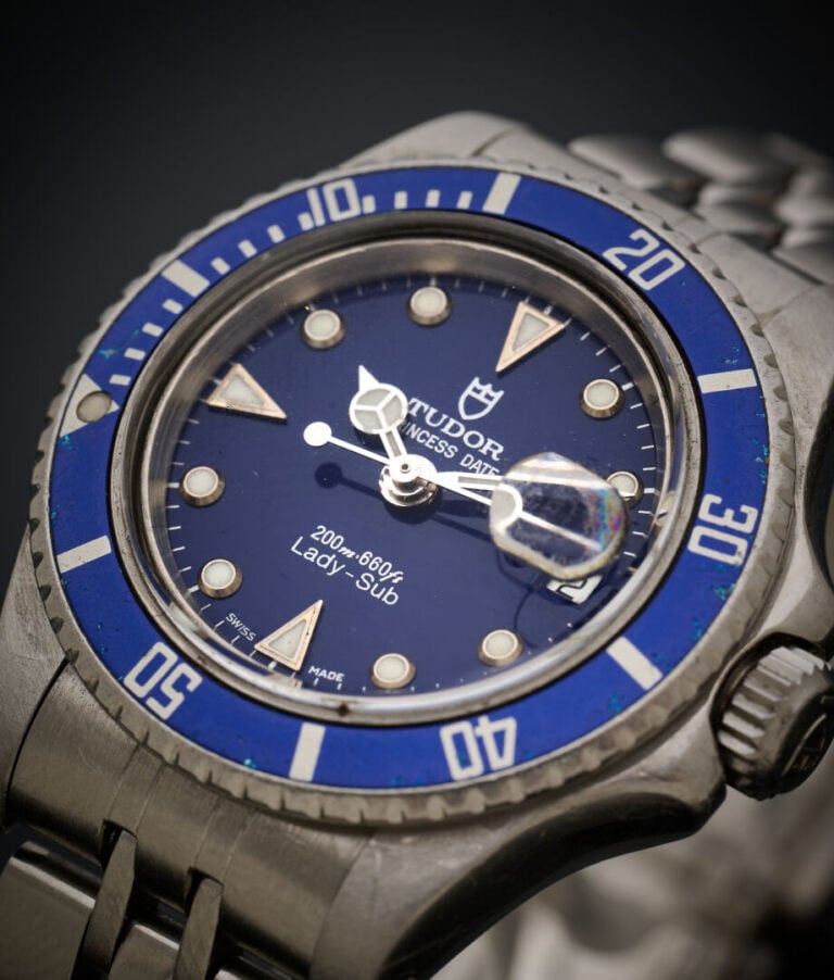TUDOR - BRACELET MONTRE ronde de dame en acier, modèle "Princess date". - Lunet…