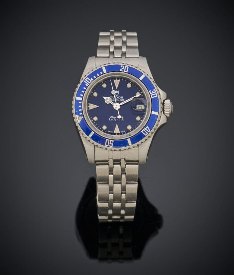 TUDOR - BRACELET MONTRE ronde de dame en acier, modèle "Princess date". - Lunet…