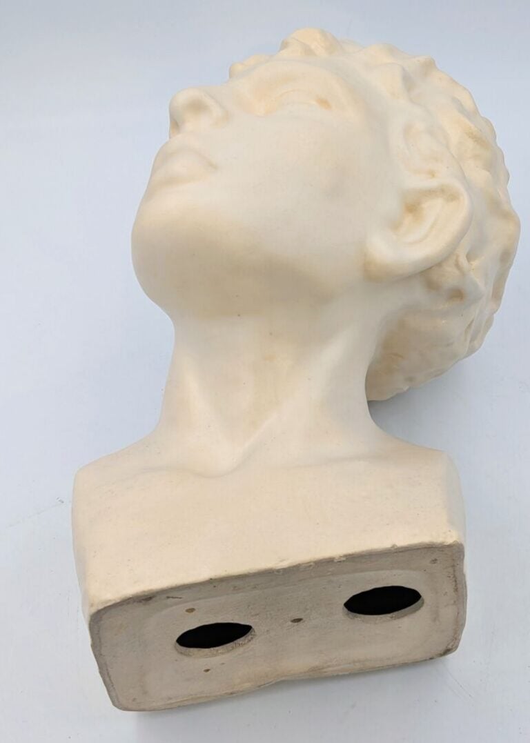 CARRON - Buste de jeune homme en biscuit - Signé - H : 30 cm