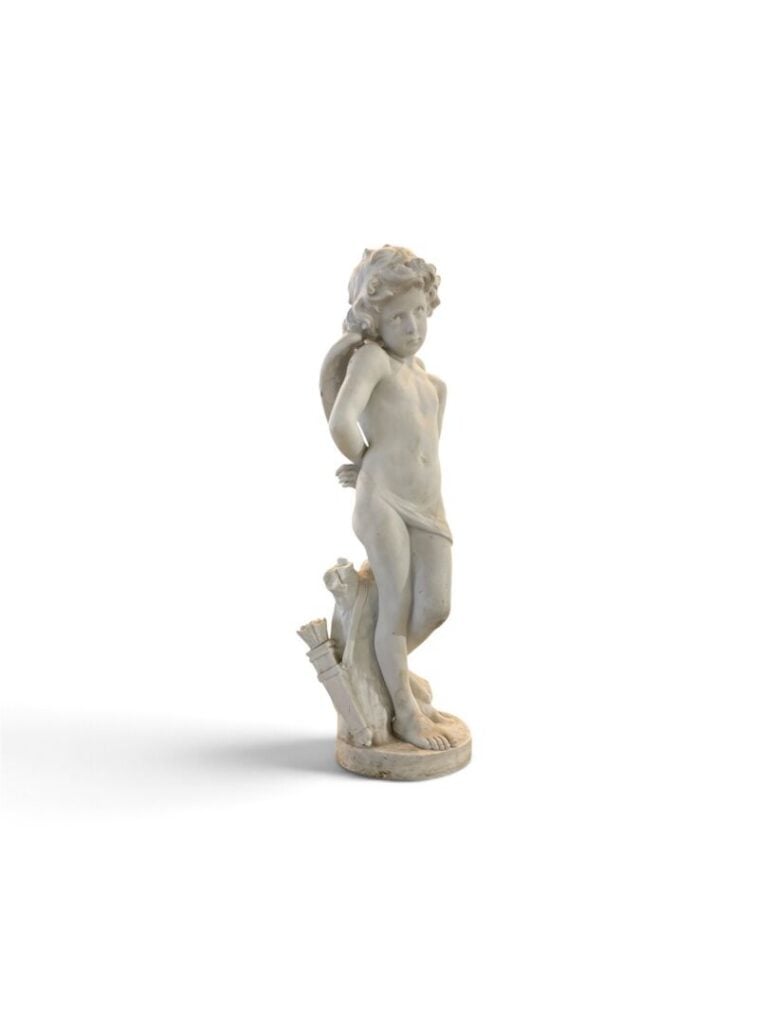 Denise DELAVIGNE (XIXe-XXe siècle) - Sculpture en biscuit représentant Cupidon…