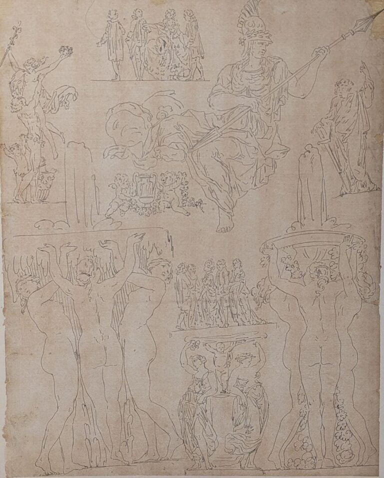 Etienne DE LAVALLEE-POUSSIN (1735-1802) - Etude d'éléments architecturaux class…
