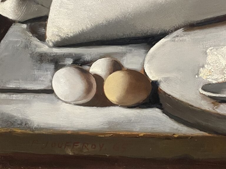 Georges JOUFFROY (1912-2000) - Nature morte à la cruche, farine et oeufs - Huil…