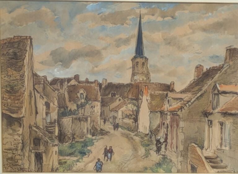 Georges MENESTRIER (fin XIXe - début XXe) - "Vue hivernale d'un village" et "Vi…