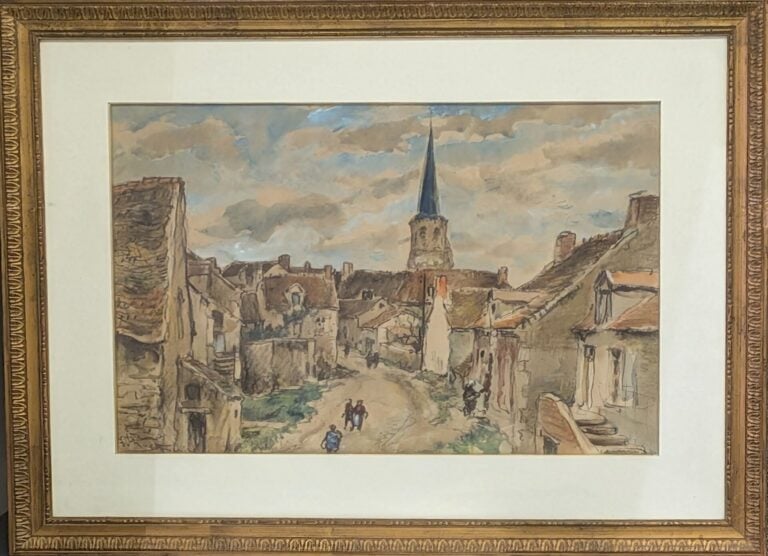 Georges MENESTRIER (fin XIXe - début XXe) - "Vue hivernale d'un village" et "Vi…