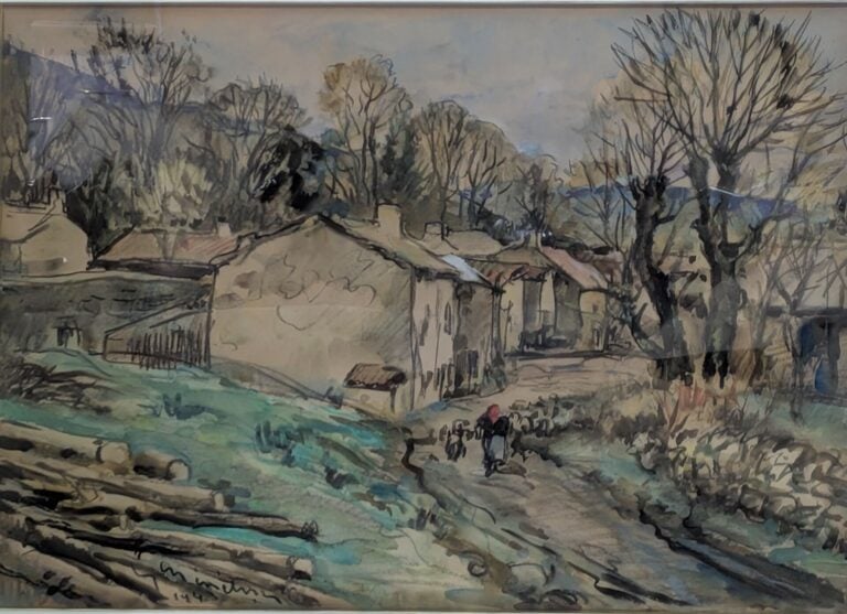 Georges MENESTRIER (fin XIXe - début XXe) - "Vue hivernale d'un village" et "Vi…
