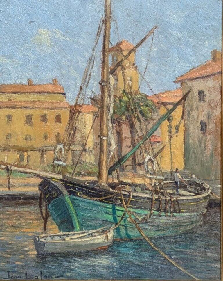 Jean KEULE YAN-LAFON (1886-1973) - Tartane dans le Port de Sainte-Maxime - Huil…
