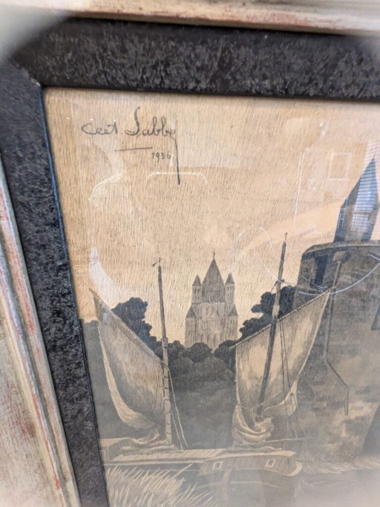 LABBE (fin XIXe - début XXe) - Vue près d'un pont, probablement Bretagne - Encr…