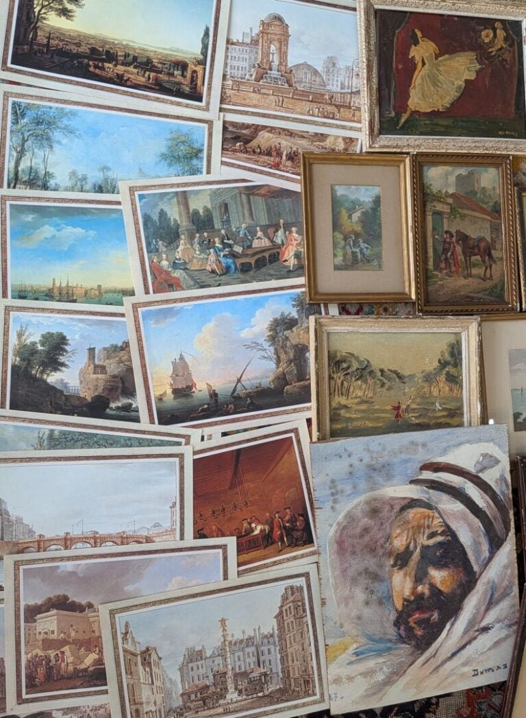 Manette de tableaux, gravures et dessin divers