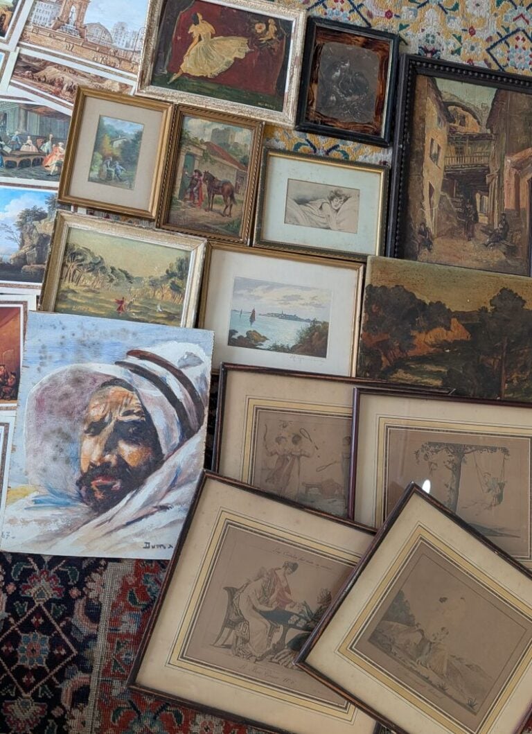 Manette de tableaux, gravures et dessin divers