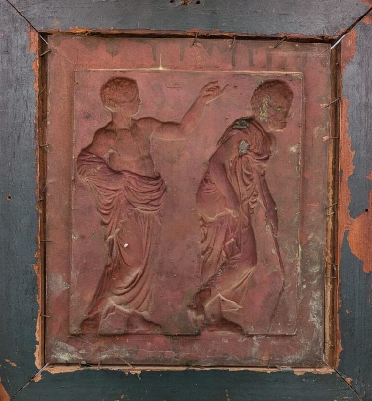 Paire de bas-reliefs en cuivre d'après l'antique, l'un représentant Bélisaire e…