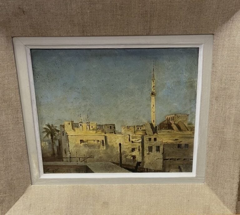 Paul VERNON (1796-1875) - Vue de ville orientale (Istanbul ?) - Huile sur panne…