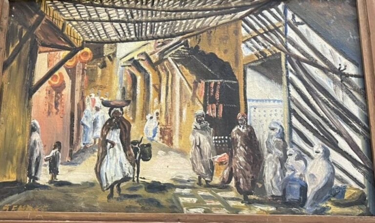 SENDKE ? (XXe) - Le souk / scène orientaliste - Huile sur toile signée en bas à…
