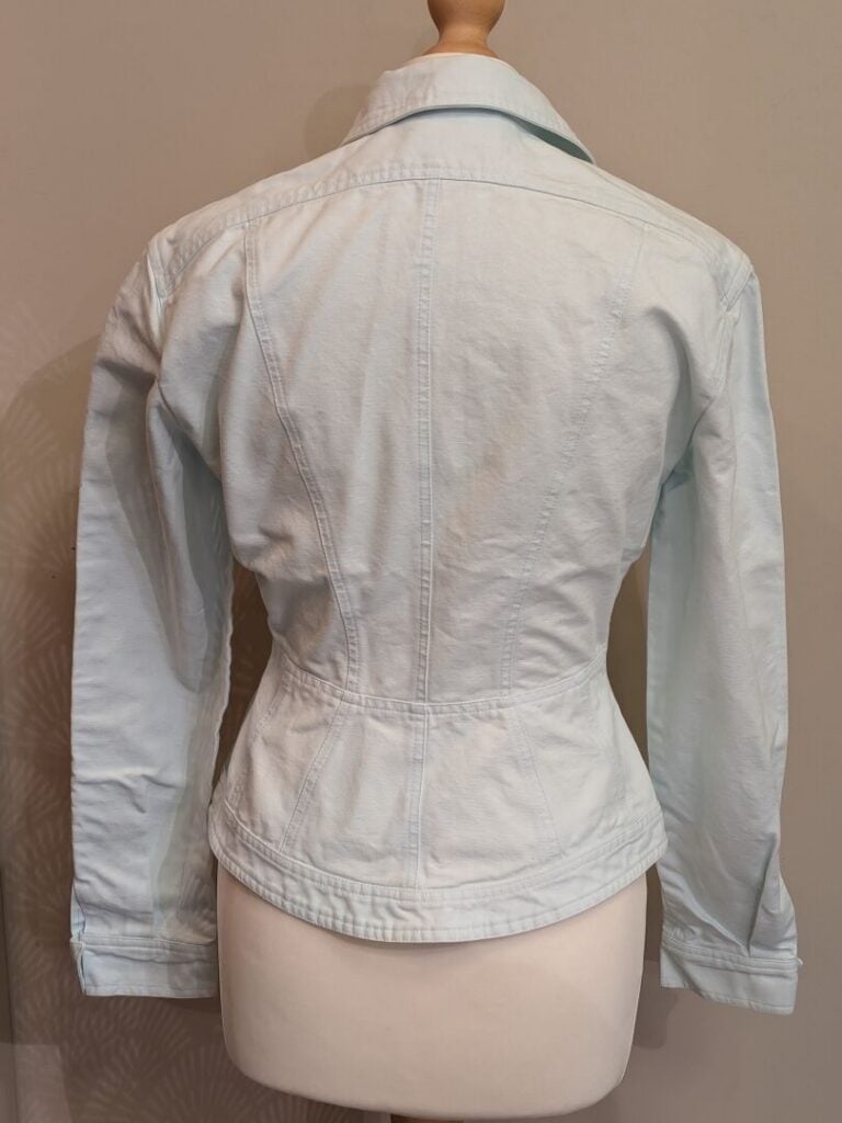 THIERRY MUGLER - Veste en coton turquoise. - T.38