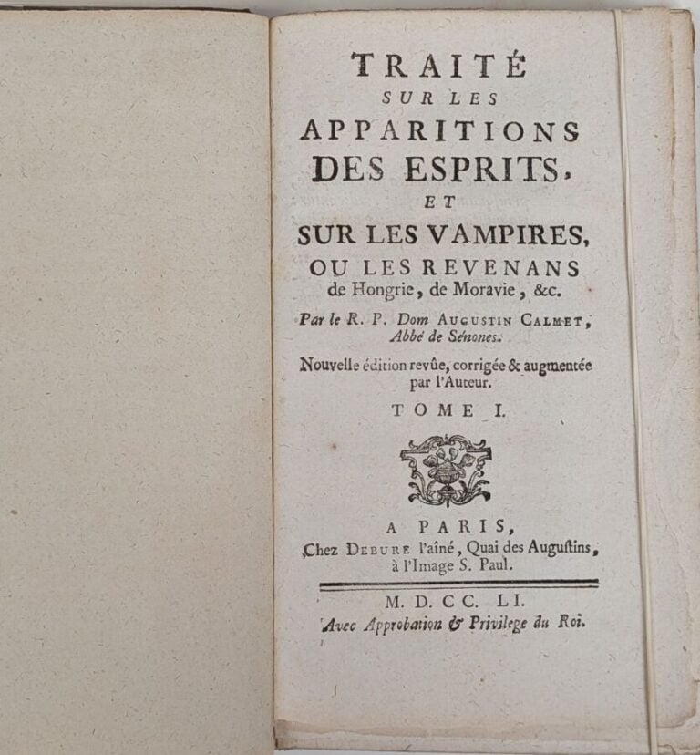 Traité sur les apparitions des Esprits et sur les Vampires ou les revenants de…