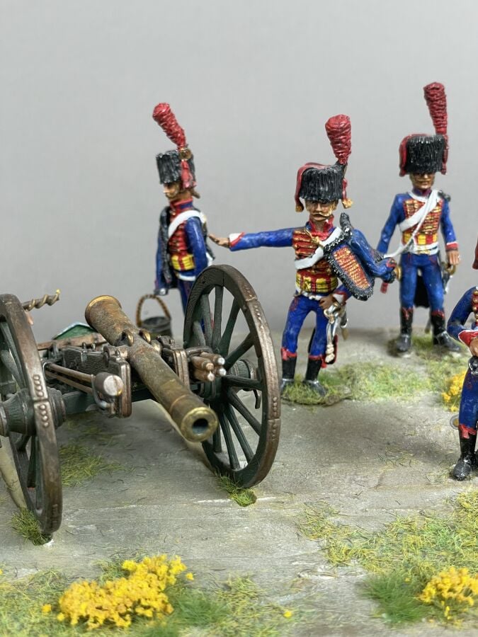 Diorama napoléonien - Artillerie de la Garde, canon de 8 livres Gribeauval et 8…