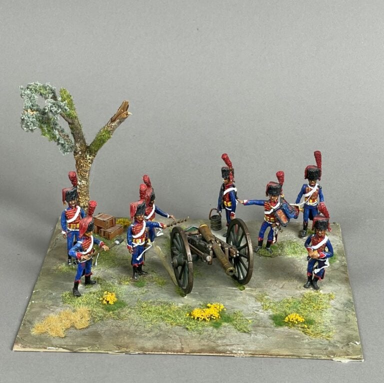Diorama napoléonien - Artillerie de la Garde, canon de 8 livres Gribeauval et 8…